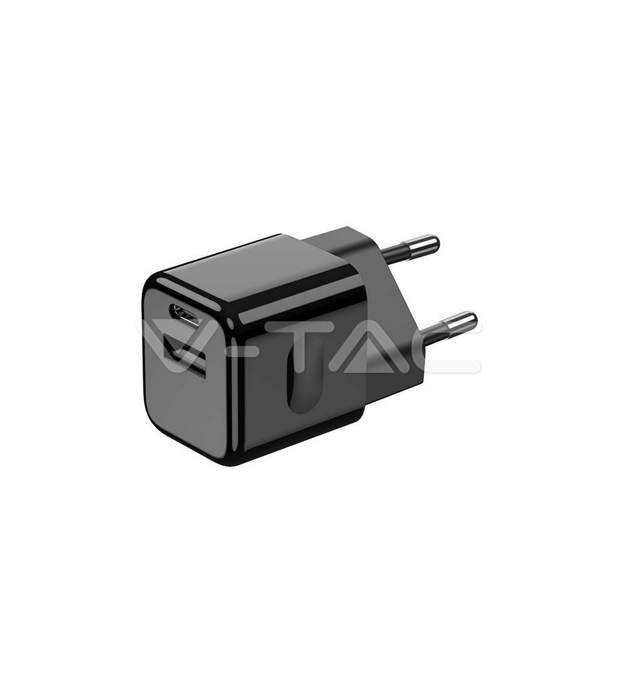 V-Tac Power Bank e caricabatterie 30W con ingresso USB e TIPE C Colore Nero