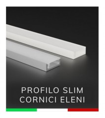Profilo Piatto in Alluminio Slim per Strisce Led Verniciato Bianco 2 Metri Copertura Opale