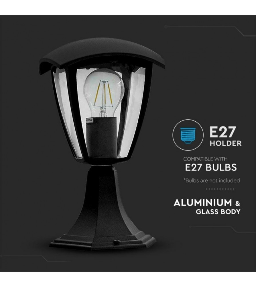V-TAC Lampada LED da Giardino a Lanterna Fissaggio a Terra con Portalampada E27 (Max 60W) Colore Nero IP44