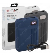 V-Tac Power Bank Portatile 10000 mAh 2 Uscite USB 2.1A Grigio