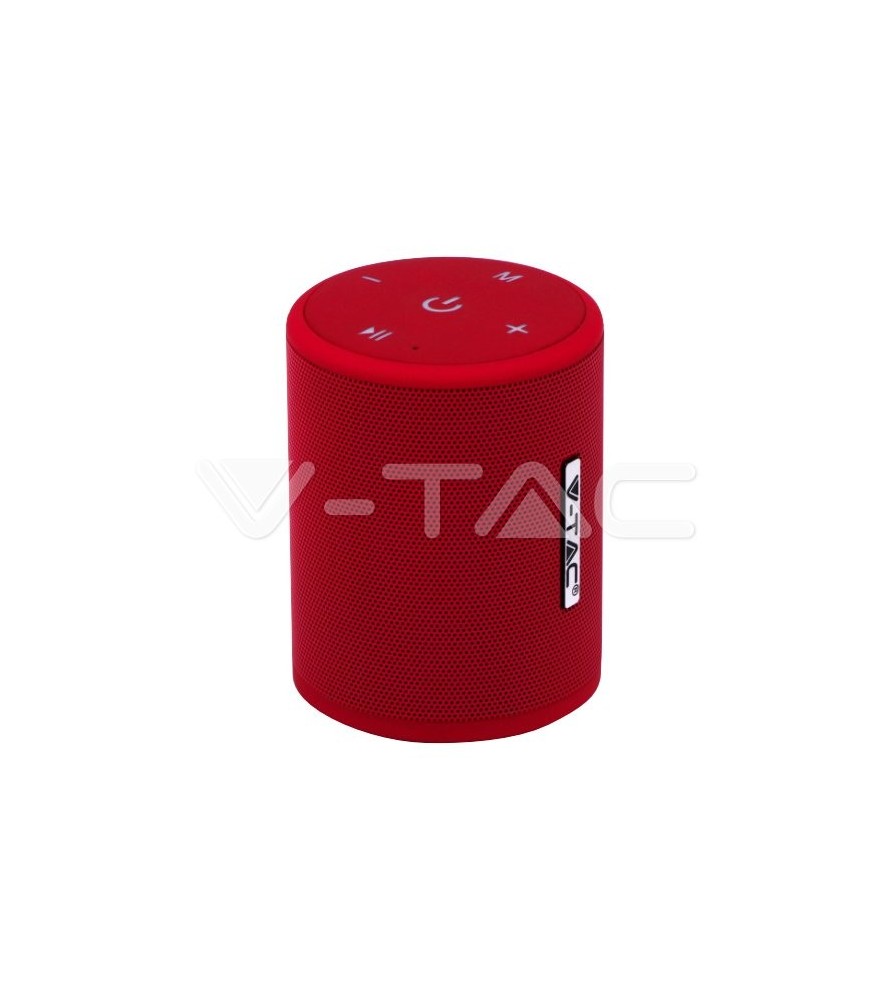 V-Tac Speaker Bluetooth Portatile 5W con Microfono Ingresso MicroSD e Radio FM Colore Rosso
