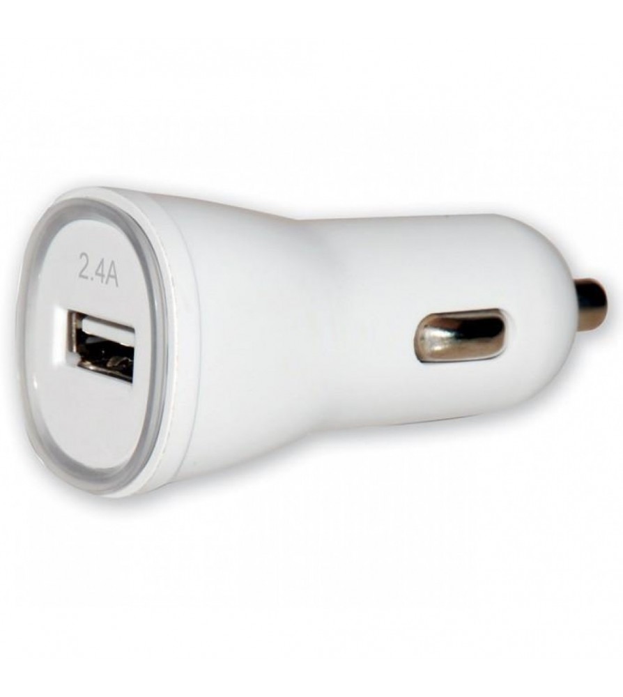 Techly Caricatore da Auto Universale 1 Porta USB con Uscita 5V 2.4A Bianco