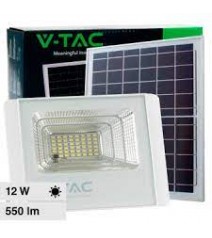 V-Tac Proiettore Led 12W 4000K 550Lm a Batteria con Pannello Solare e Telecomando