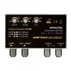 Diprogress Amplificatore da palo 2 IN LOG+UHF - 2 OUT - 30 dB Regolabile LTE DPMA2230L