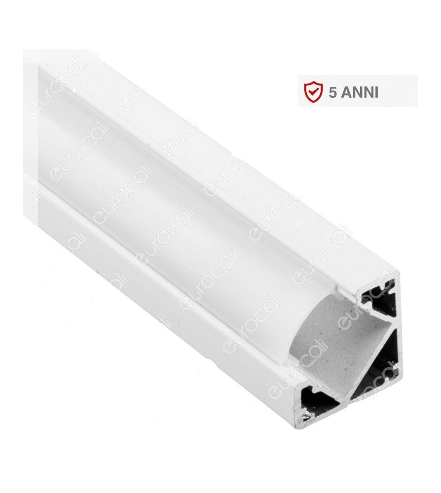 V-Tac profilo iin alluminio angolare per strip Led lunghezza 2 metri colore bianco