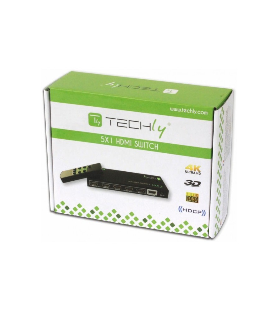 Techly Switch HDMI 5 IN 1 OUT con Telecomando 4K UHD 3D
