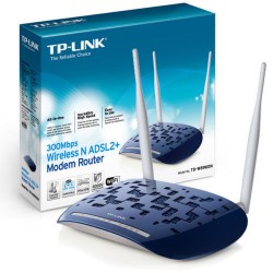TP-LINK TD-W8960N Modem Router Wireless N300. ADSL2+. 4 Porte Fast Ethernet. IPsec VPN. Blu