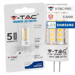 V-Tac Lampadina Led G4 3,2W 6400k Bulb Chip Samsung