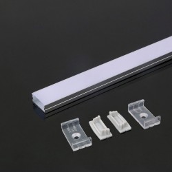 V-Tac profilo in alluminio largo per strip Led lunghezza 2 metri senza alette colore bianco