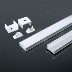 V-Tac profilo in alluminio per strip Led lunghezza 2 metri senza alette colore bianco