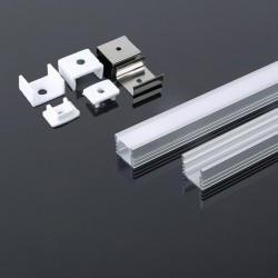 V-Tac profilo in alluminio per strip Led lunghezza 2 metri senza alette con colore bianco