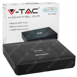 V-Tac Registratore DVR per telecamere di sorveglianza. Supporta tecnologie AHD, CVI, TVI, CVBS, IP con risoluzione 1080P