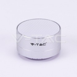 V-Tac Speaker Bluetooth Portatile 3W con Microfono Ingresso MicroSD e Radio FM Colore Argento