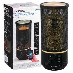 V-Tac Speaker Bluetooth Portatile 6W con LED Effetto Fiamma e Microfono Ingresso AUX